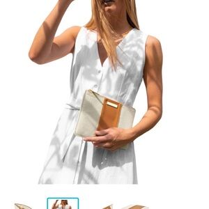 Katie Loxton Amalfi Canvas Pouch in cream and light brown